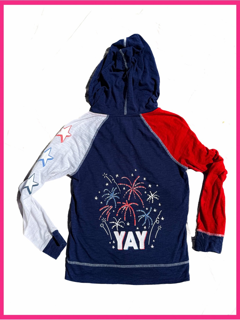 FAST SHIP! Cat & Jack Girl Boy July 4th Fireworks Red White Blue America Hoodie